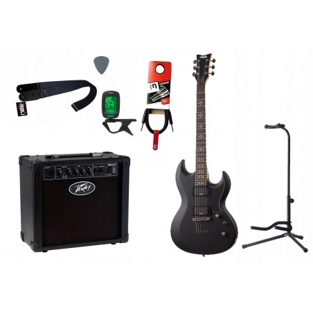 Gitara elektryczna Schecter Demon S-II + wzmacniacz 12W + tuner + statyw w zestawie