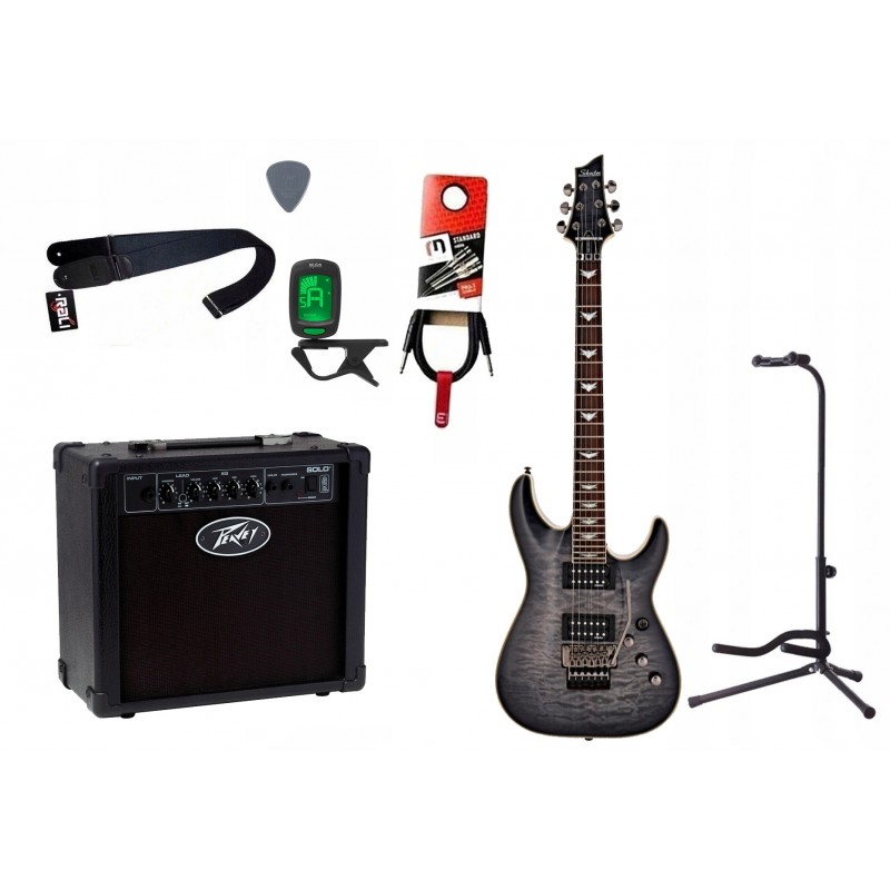 Gitara elektryczna Schecter Omen Extreme FR + wzmacniacz 12W + tuner + statyw w zestawie