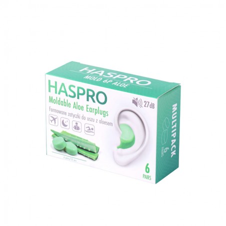 Haspro Mold 6P Aloe - Formowane zatyczki do uszu z aloesem