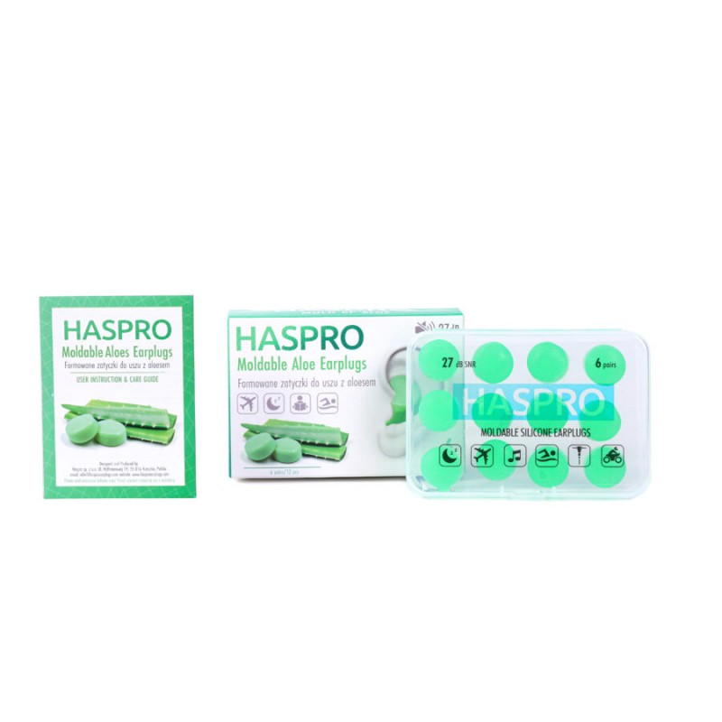 Haspro Mold 6P Aloe - Formowane zatyczki do uszu z aloesem