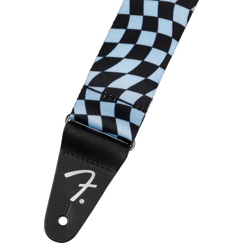 Fender Wavy Checkerboard Blue - Pasek gitarowy