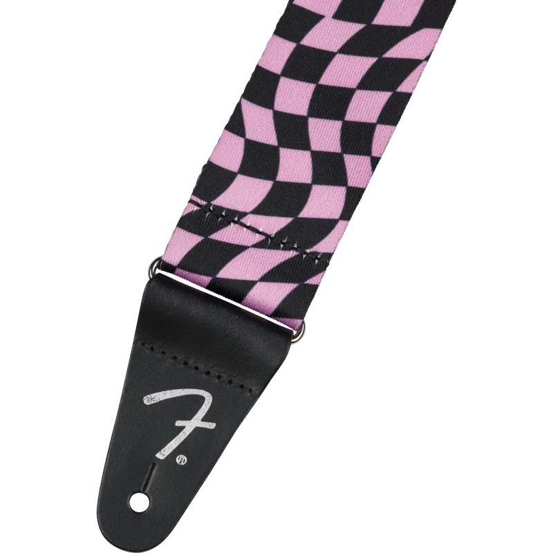 Fender Wavy Checkerboard Pink - Pasek gitarowy