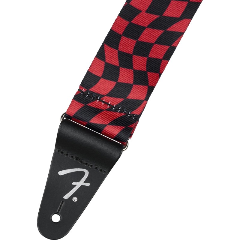 Fender Wavy Checkerboard Red - Pasek gitarowy