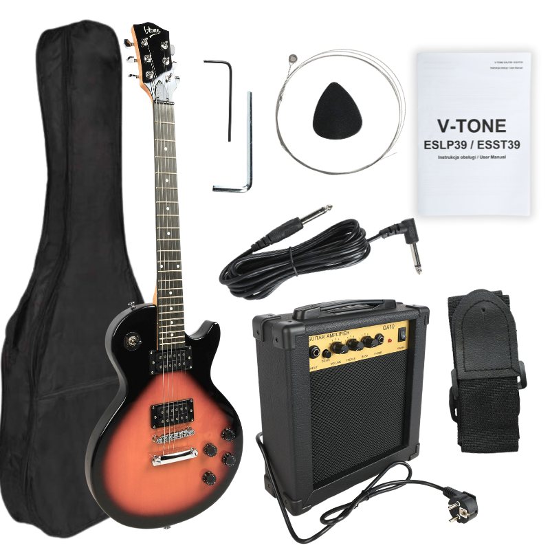V-Tone ESLP39 SB - Gitara elektryczna 4/4 Les Paul 34" HH + wzmacniacz gitarowy V-Tone ESLP39 SB - Gitara elektryczna 4/4 Les Paul 34" HH + wzmacniacz gitarowy