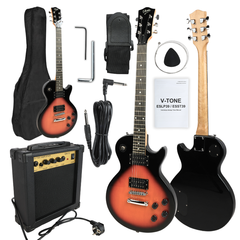 V-Tone ESLP39 SB - Gitara elektryczna 4/4 Les Paul 34" HH + wzmacniacz gitarowy V-Tone ESLP39 SB - Gitara elektryczna 4/4 Les Paul 34" HH + wzmacniacz gitarowy