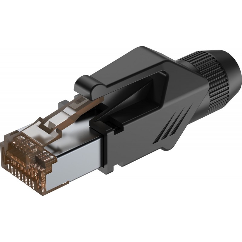 Roxtone RJ45C5E-PH-BK - Wtyk typu RJ45 z osłoną Roxtone RJ45C5E-PH-BK - Wtyk typu RJ45 z osłoną