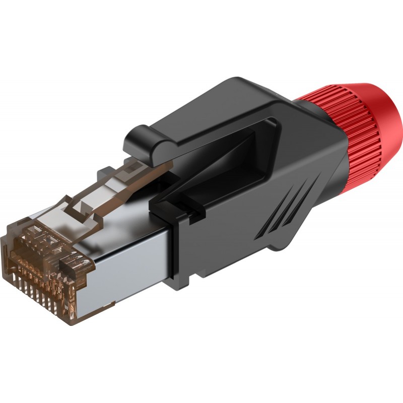 Roxtone RJ45C5E-PH-RD - Wtyk typu RJ45 z osłoną Roxtone RJ45C5E-PH-RD - Wtyk typu RJ45 z osłoną