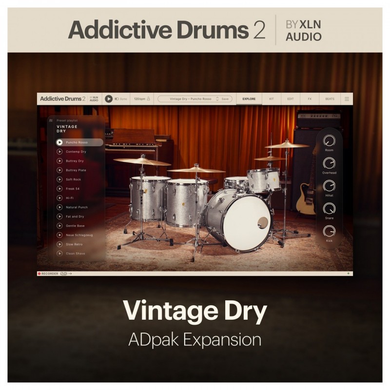 XLN Audio Addictive Drums 2: Vintage Dry ADpak - Rozszerzenie do wtyczki (do pobrania) XLN Audio Addictive Drums 2: Vintage Dry ADpak - Rozszerzenie do wtyczki (do pobrania)