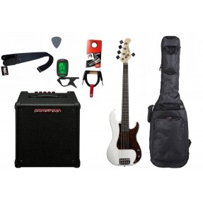 Gitara basowa Arrow Session 5 BW + Wzmacniacz 20W + Kabel + Pokrowiec