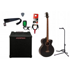 Bas akustyczny Dimavery AB-450 BK + Wzmacniacz 20W + Kabel + Tuner + Statyw