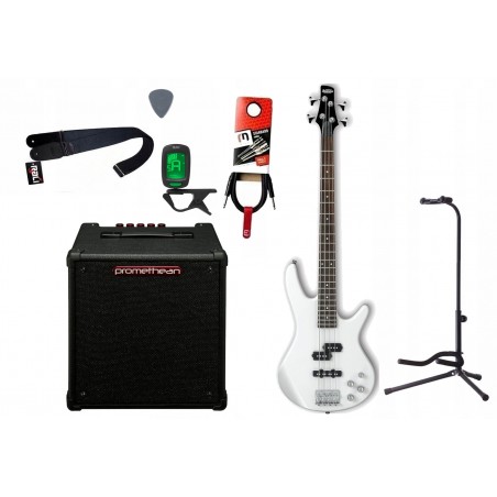 Gitara basowa Ibanez GSR200-PW + Wzmacniacz 20W + Kabel + Tuner + Statyw