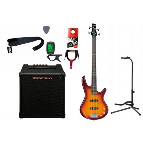 Gitara basowa Ibanez GSR180-BS + Wzmacniacz 20W + Kabel + Tuner + Statyw