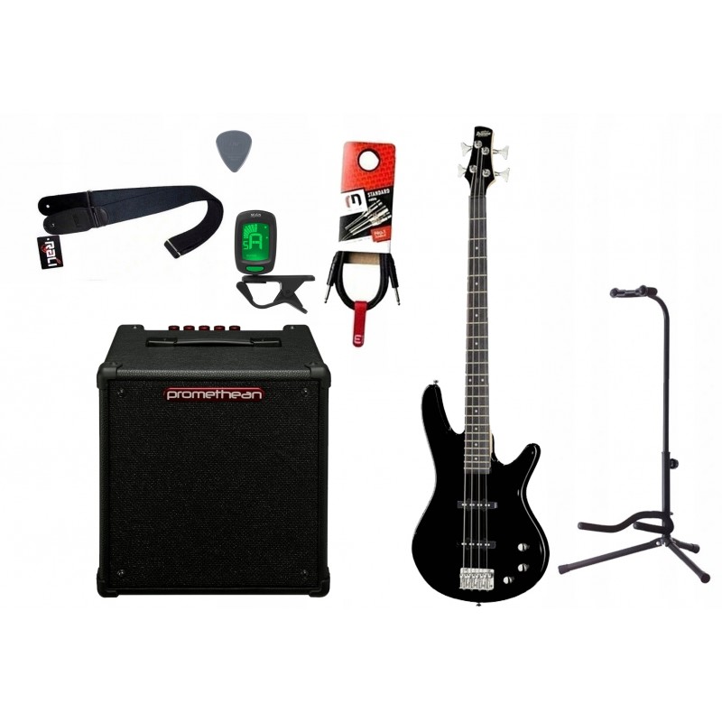 Gitara basowa Ibanez GSR180-BK + Wzmacniacz 20W + Kabel + Tuner + Statyw Gitara basowa Ibanez GSR180-BK + Wzmacniacz 20W + Kabel + Tuner + Statyw