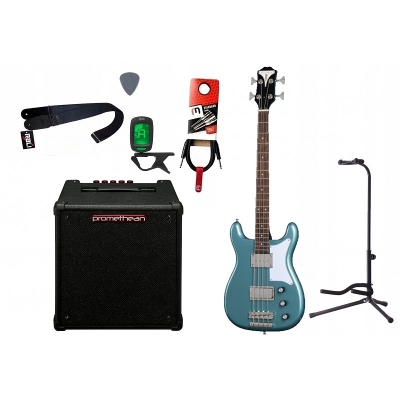 Gitara basowa Epiphone NewportBass + Wzmacniacz 20W + Kabel + Tuner + Statyw Gitara basowa Epiphone NewportBass + Wzmacniacz 20W + Kabel + Tuner + Statyw