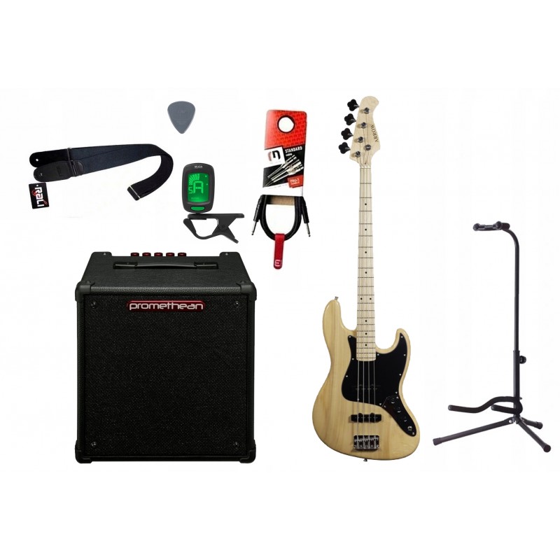 Gitara basowa Arrow Louisiana 4 NM + Wzmacniacz 20W + Kabel + Tuner + Statyw Gitara basowa Arrow Louisiana 4 NM + Wzmacniacz 20W + Kabel + Tuner + Statyw