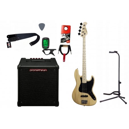 Gitara basowa Arrow Louisiana 4 NM + Wzmacniacz 20W + Kabel + Tuner + Statyw