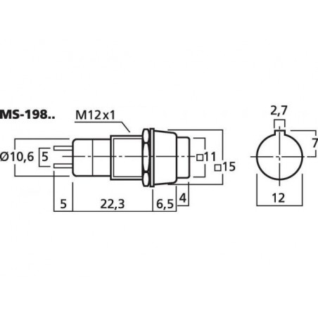 Monacor MS-198slsSW - Przełącznik wciskany