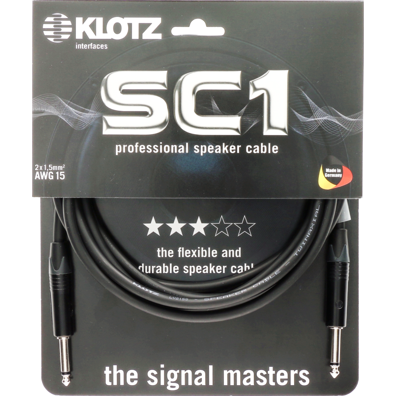 Klotz SC1-PP03SW Neutrik - kabel głośnikowy 3m - 1 - Kable głośnikowe - Kabel głośnikowy jack-jack KLOTZ SC1PP03SW (3 m)