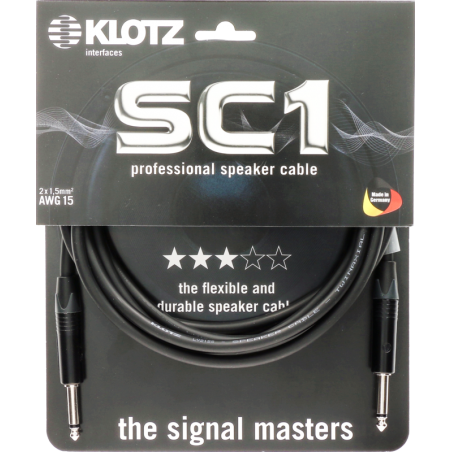 Klotz SC1-PP03SW Neutrik - kabel głośnikowy 3m - 1 - Kable głośnikowe - Kabel głośnikowy jack-jack KLOTZ SC1PP03SW (3 m)