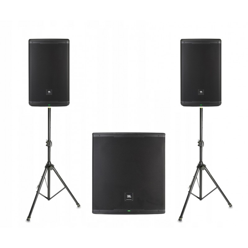 Zestaw nagłośnieniowy JBL EON, 2x kolumna EON715, 1x subwoofer EON718S statywy Zestaw nagłośnieniowy JBL EON, 2x kolumna EON715, 1x subwoofer EON718S statywy