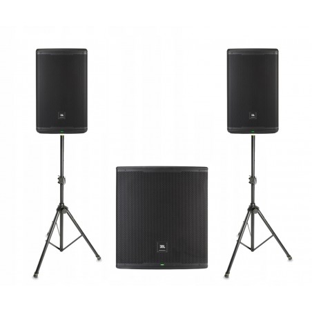 Zestaw nagłośnieniowy JBL EON, 2x kolumna EON715, 1x subwoofer EON718S statywy