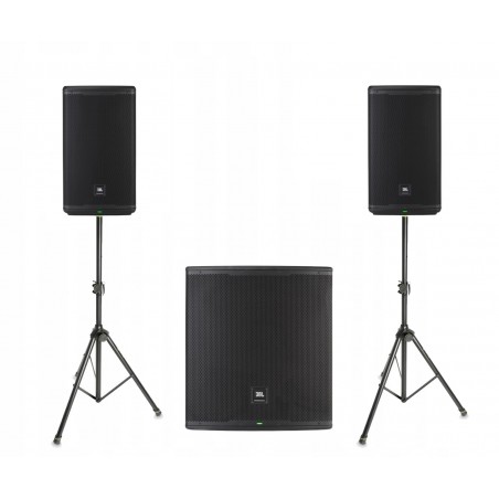 Zestaw nagłośnieniowy JBL EON, 2x kolumna EON712, 1x subwoofer EON718S statywy