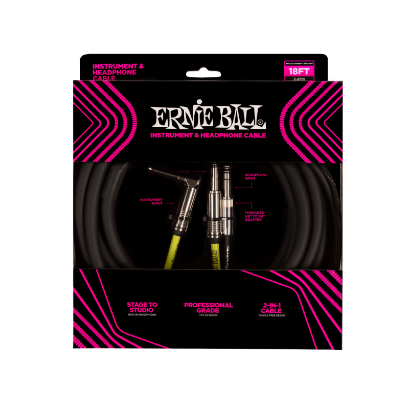 Ernie Ball 6411 Kabel instrumentalny/słuchawkowy 5.49 m Ernie Ball 6411 Kabel instrumentalny/słuchawkowy 5.49 m
