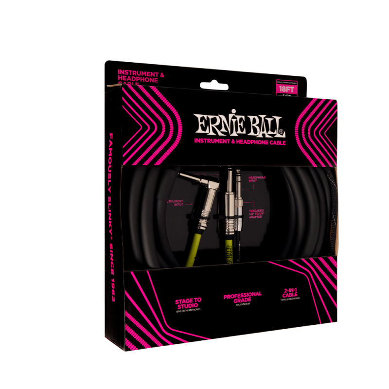 Ernie Ball 6411 Kabel instrumentalny/słuchawkowy 5.49 m Ernie Ball 6411 Kabel instrumentalny/słuchawkowy 5.49 m