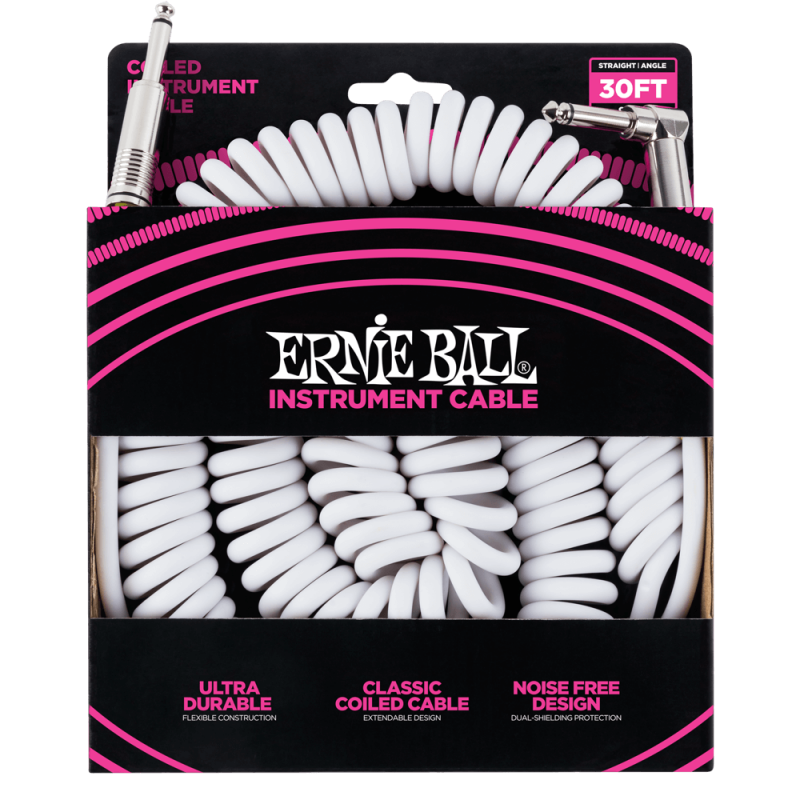 Ernie Ball 6045 Kabel instrumentalny spiralny prosty/kątowy 9.14 m Ernie Ball 6045 Kabel instrumentalny spiralny prosty/kątowy 9.14 m