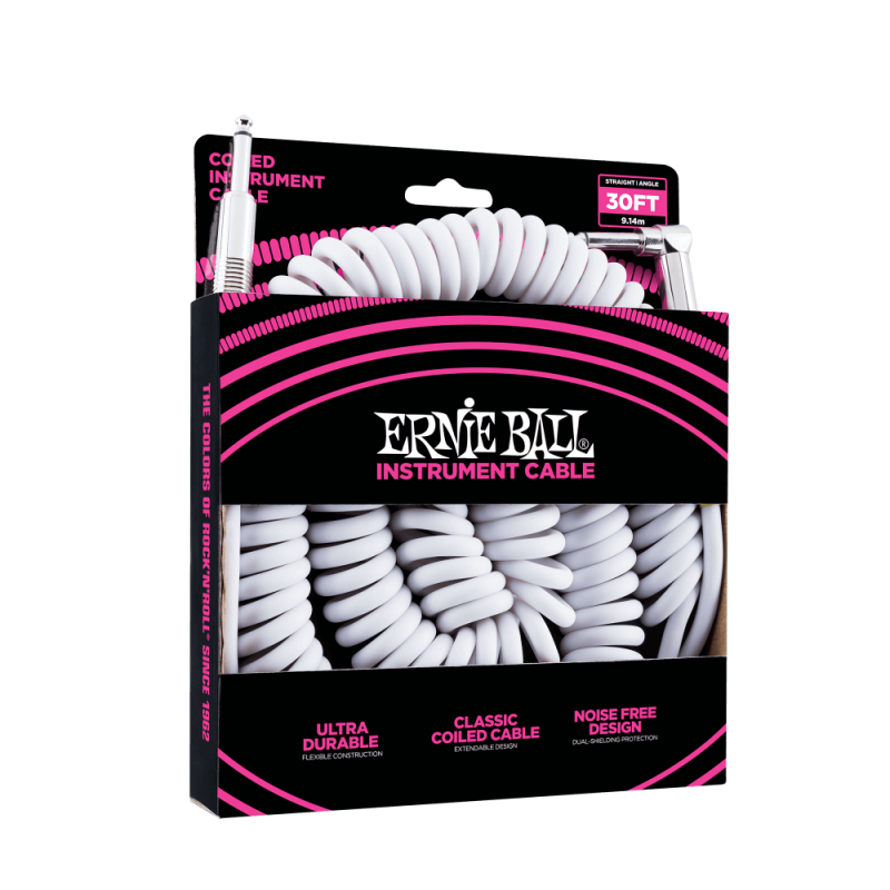 Ernie Ball 6045 Kabel instrumentalny spiralny prosty/kątowy 9.14 m Ernie Ball 6045 Kabel instrumentalny spiralny prosty/kątowy 9.14 m
