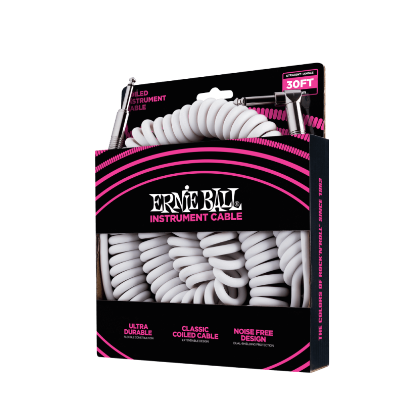 Ernie Ball 6045 Kabel instrumentalny spiralny prosty/kątowy 9.14 m Ernie Ball 6045 Kabel instrumentalny spiralny prosty/kątowy 9.14 m