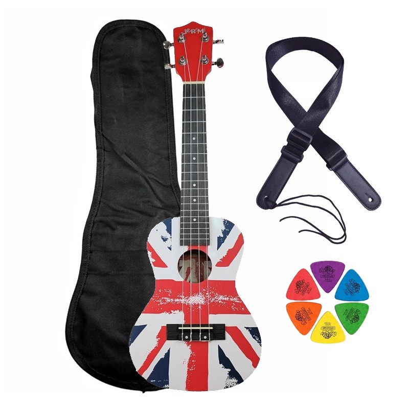 Ukulele koncertowe Jeremi C3-EN UK + pokrowiec + pasek + kostki