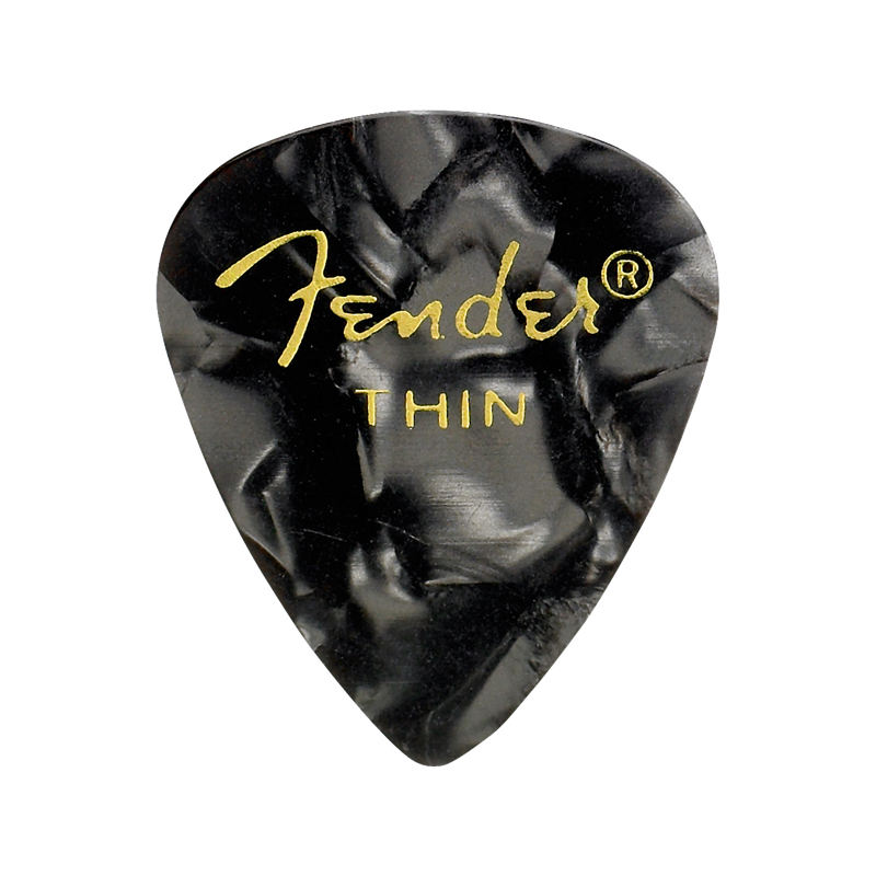 Fender Premium Celluloid 351 Shape Picks, Thin, Black Moto, 144-Pack - 1