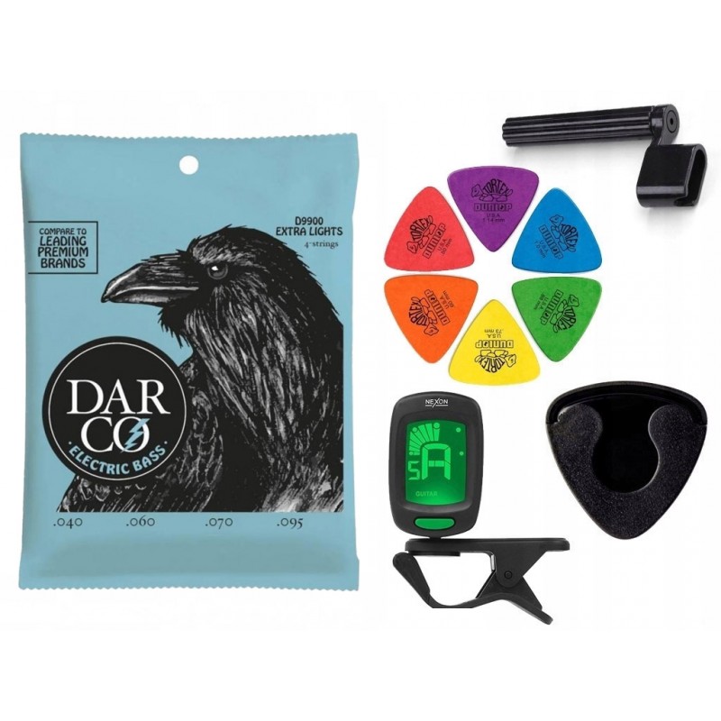 Struny Martin D9900 do gitary basowej w zestawie korbka + tuner + 6 kostek + pojemnik Struny Martin D9900 do gitary basowej w zestawie korbka + tuner + 6 kostek + pojemnik