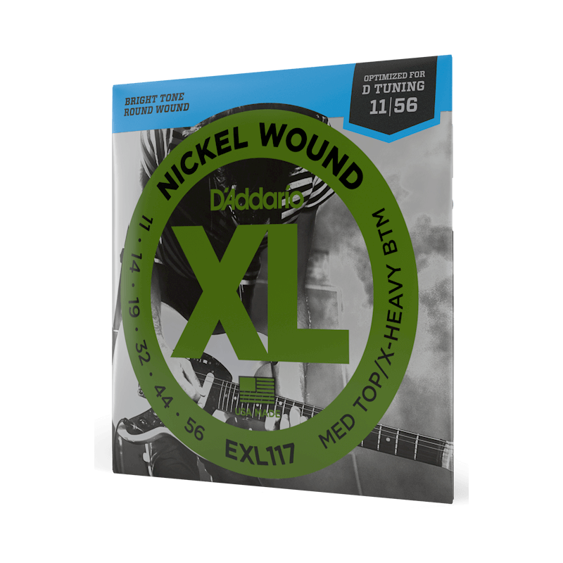 Struny D'Addario EXL117 do gitary elektrycznej w zestawie korbka + tuner + 6 kostek + pojemnik