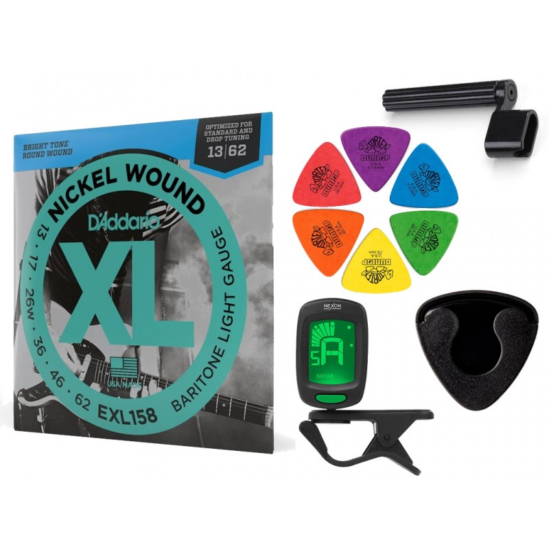 Struny D'Addario EXL158 do gitary elektrycznej w zestawie korbka + tuner + 6 kostek + pojemnik Struny D'Addario EXL158 do gitary elektrycznej w zestawie korbka + tuner + 6 kostek + pojemnik