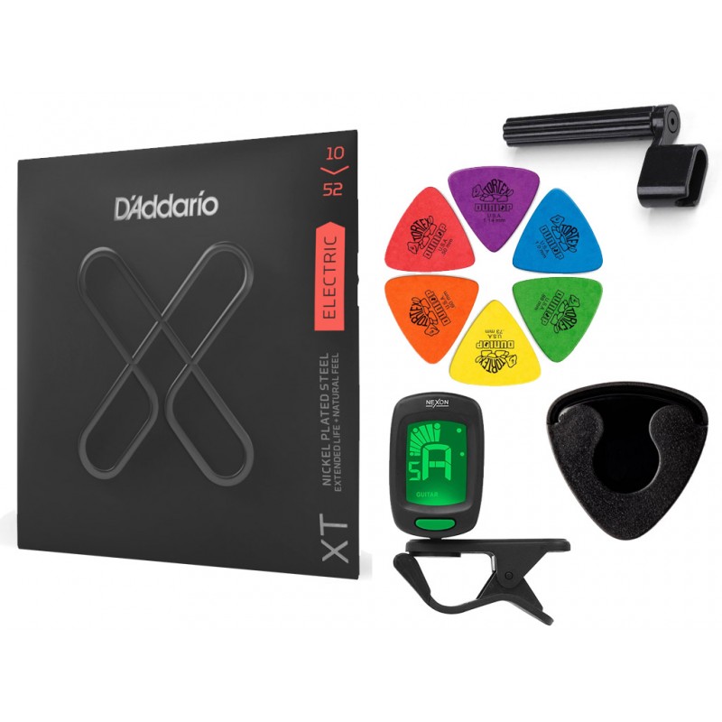 Struny D'Addario XTE1052 do gitary elektrycznej w zestawie korbka + tuner + 6 kostek + pojemnik Struny D'Addario XTE1052 do gitary elektrycznej w zestawie korbka + tuner + 6 kostek + pojemnik