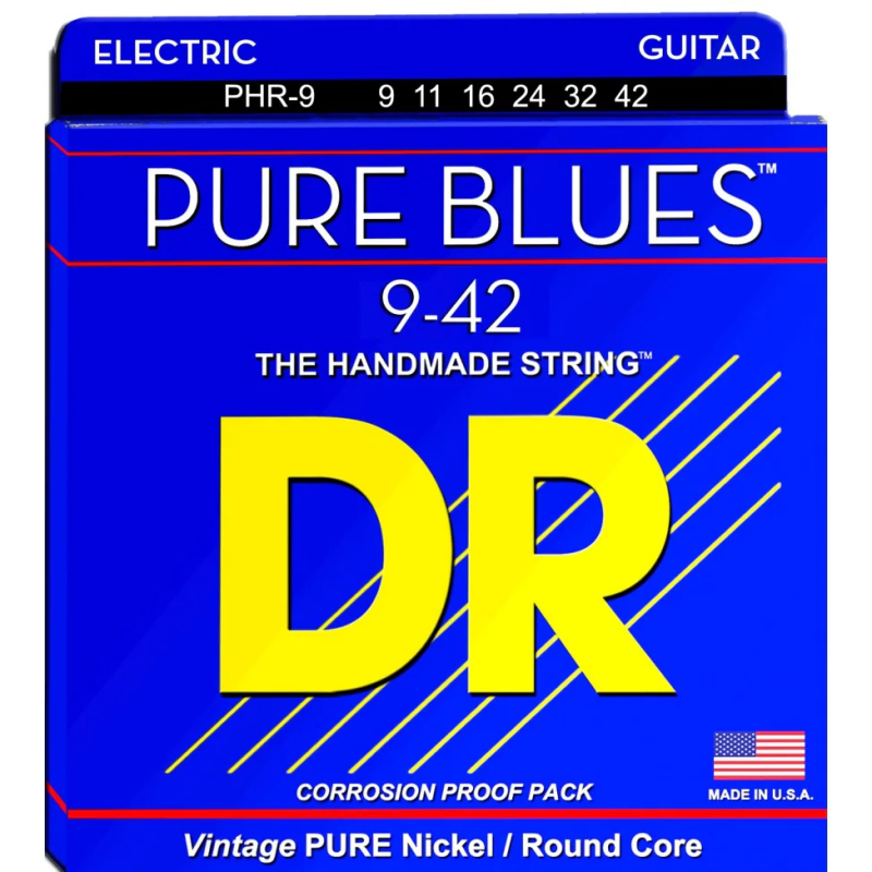 Struny DR PHR-9-42 do gitary elektrycznej w zestawie korbka + tuner + 6 kostek + pojemnik