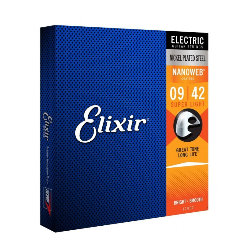 Struny Elixir 12002 do gitary elektrycznej w zestawie korbka + tuner + 6 kostek + pojemnik