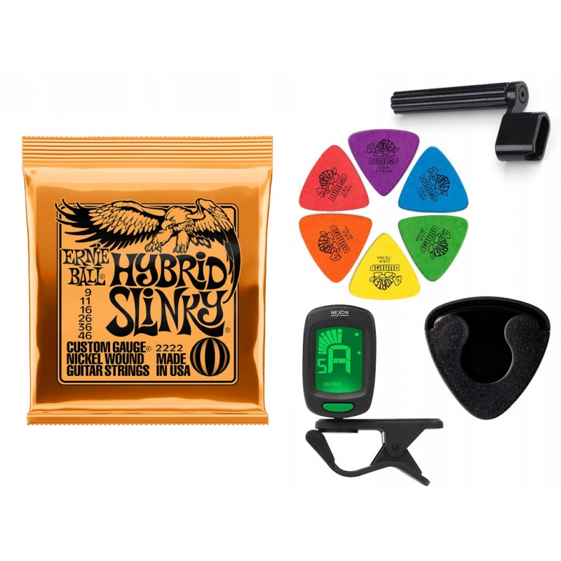 Struny Ernie Ball 2222 do gitary elektrycznej w zestawie korbka + tuner + 6 kostek + pojemnik Struny Ernie Ball 2222 do gitary elektrycznej w zestawie korbka + tuner + 6 kostek + pojemnik