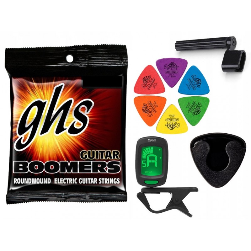 Struny GHS GBZW do gitary elektrycznej w zestawie korbka + tuner + 6 kostek + pojemnik Struny GHS GBZW do gitary elektrycznej w zestawie korbka + tuner + 6 kostek + pojemnik