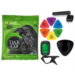 Struny Martin D920 do gitary elektrycznej w zestawie korbka + tuner + 6 kostek + pojemnik