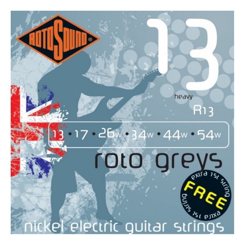 Struny Rotosound R13 do gitary elektrycznej w zestawie korbka + tuner + 6 kostek + pojemnik