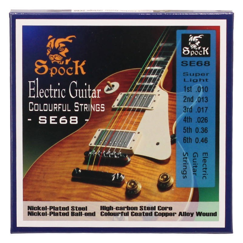 Struny Spock SE68 do gitary elektrycznej w zestawie korbka + tuner + 6 kostek + pojemnik