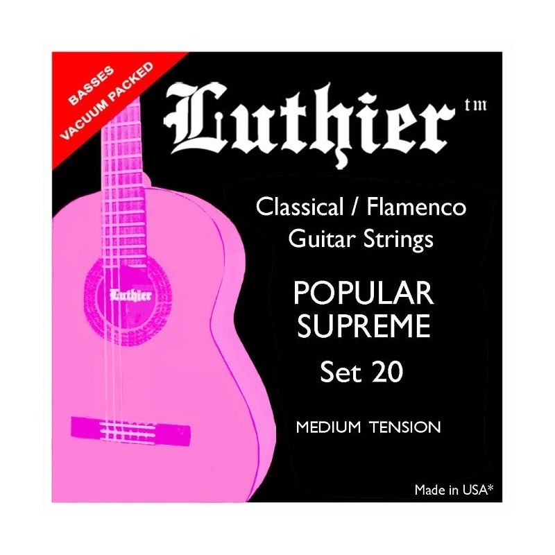 Struny Luthier LU20 do gitary klasycznej w zestawie korbka + tuner + 6 kostek + pojemnik