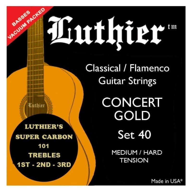Struny Luthier LU40 do gitary klasycznej w zestawie korbka + tuner + 6 kostek + pojemnik