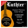 Struny Luthier LU40 do gitary klasycznej w zestawie korbka + tuner + 6 kostek + pojemnik