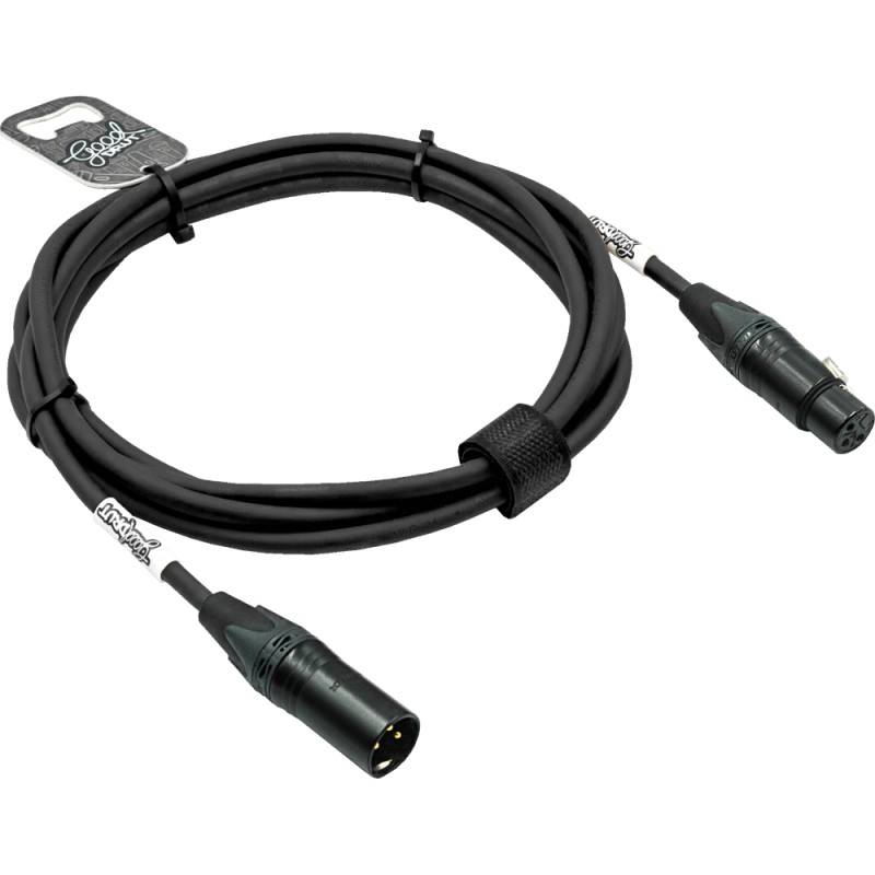 GoodDrut GDBK XMXF 1 - Kabel mikrofonowy XLR-M x XLR-F czarny - 1m GoodDrut GDBK XMXF 1 - Kabel mikrofonowy XLR-M x XLR-F czarny - 1m