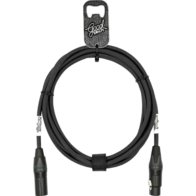 GoodDrut GDBK XMXF 1 - Kabel mikrofonowy XLR-M x XLR-F czarny - 1m GoodDrut GDBK XMXF 1 - Kabel mikrofonowy XLR-M x XLR-F czarny - 1m