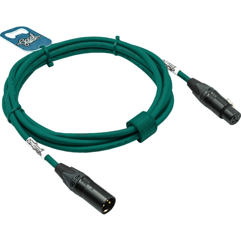 GoodDrut GDG XMXF 1 - Kabel mikrofonowy XLR-M x XLR-F zielony - 1m GoodDrut GDG XMXF 1 - Kabel mikrofonowy XLR-M x XLR-F zielony - 1m